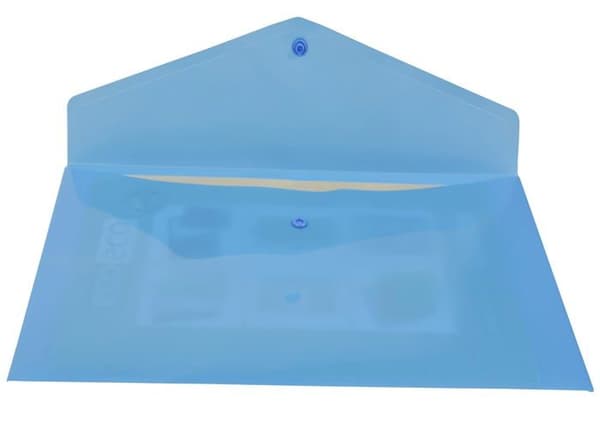 Eco-eco - eco075BLUE - Set med 5 genomskinliga plastpåsar med tryckknapp 50 % återvunnen blå