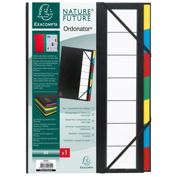 EXACOMPTA Rigid File Organizer "Ordonator" Expanderbar baksida 7 fack Svart