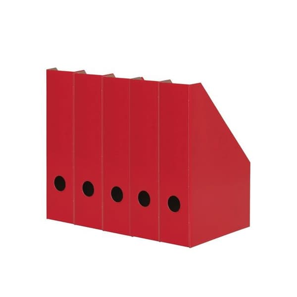 LandrÉ - 400170044 - Landre Set med 5 rejäla pappmagasinshållare Röd Bredd 7 cm A4-format
