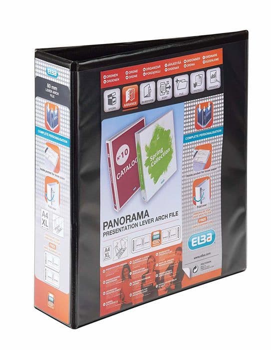 Emgee - 817642 - Ref 560353 Spakpärm Transparenta fickor 2 ringar Rygg 70 mm Svart A4 Paket med 5 (UK Import)