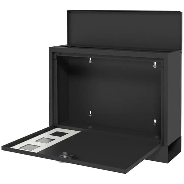 Rootz Mailbox - Brevlåda - Modern Design - Väderbeständig - Galvaniserat stål - Låsbar - Svart - 36,5 X 11,5 X 29 Cm
