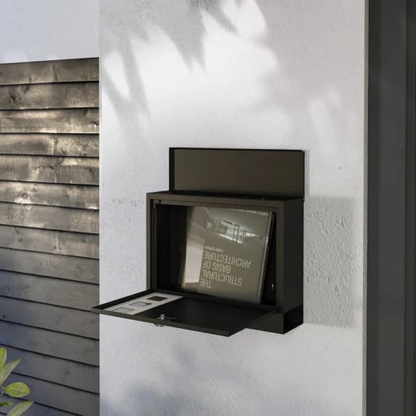Rootz Mailbox - Brevlåda - Modern Design - Väderbeständig - Galvaniserat stål - Låsbar - Svart - 36,5 X 11,5 X 29 Cm
