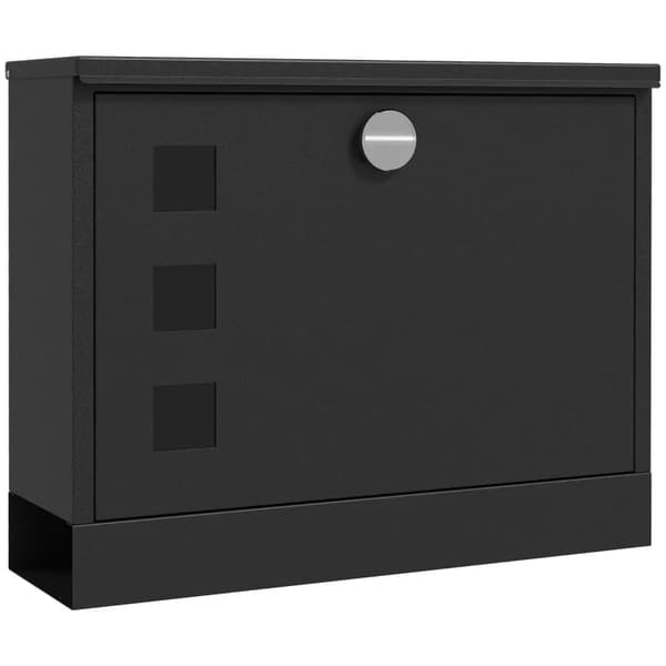 Rootz Mailbox - Brevlåda - Modern Design - Väderbeständig - Galvaniserat stål - Låsbar - Svart - 36,5 X 11,5 X 29 Cm