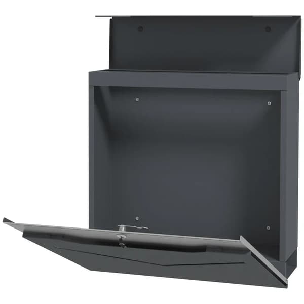 Rootz Mailbox - Brevlåda - Modern Design - Väderbeständig - Galvaniserat stål - Grå - 37cm x 10,5cm x 37cm