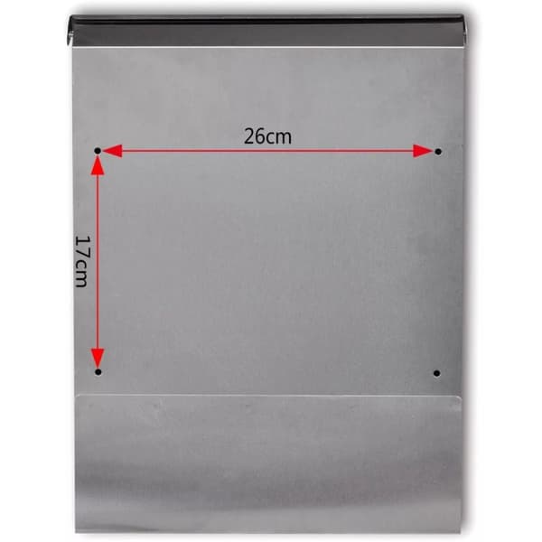 vidaXL Rustfritt Stål Postkasse 30 x 12 x 40 cm