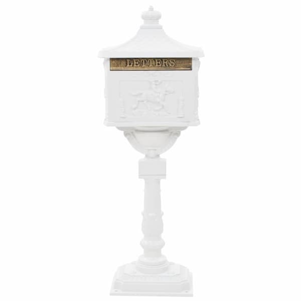 vidaXL postkasse med piedestal aluminium vintagestil rustbestandig hvid