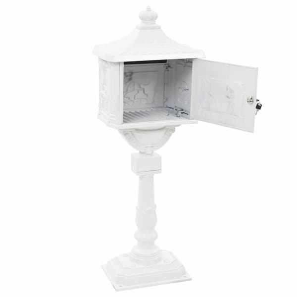 vidaXL postkasse med piedestal aluminium vintagestil rustbestandig hvid