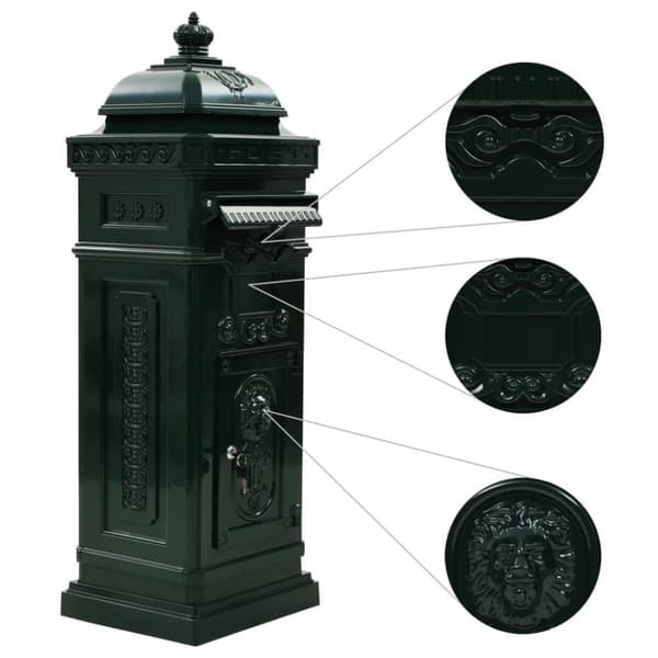 vidaXL Markpostlåda vintage stil rostfri aluminium grön