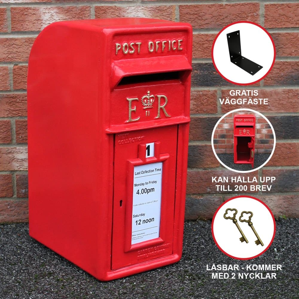 Engelsk brevkasse - rød | Royal Mail Brevkasse med Lås Bryllupspynt Dekorationer til Barnedåb Dekorationer til Haven Dekorationer til Haven Begivenhed