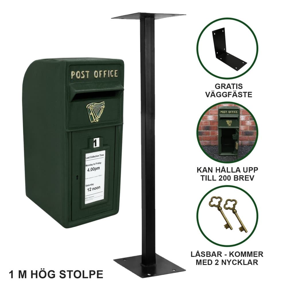 Irländsk Brevlåda med Stativ - Grön | MonsterShop
