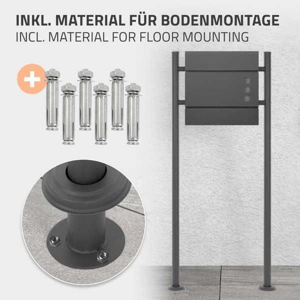 ML-Design postilaatikko jalusta valmistettu jauhemaalattu ruostumattomasta teräksestä valmistettu musta, korkeus 120 cm, pyöreä, irrotettu