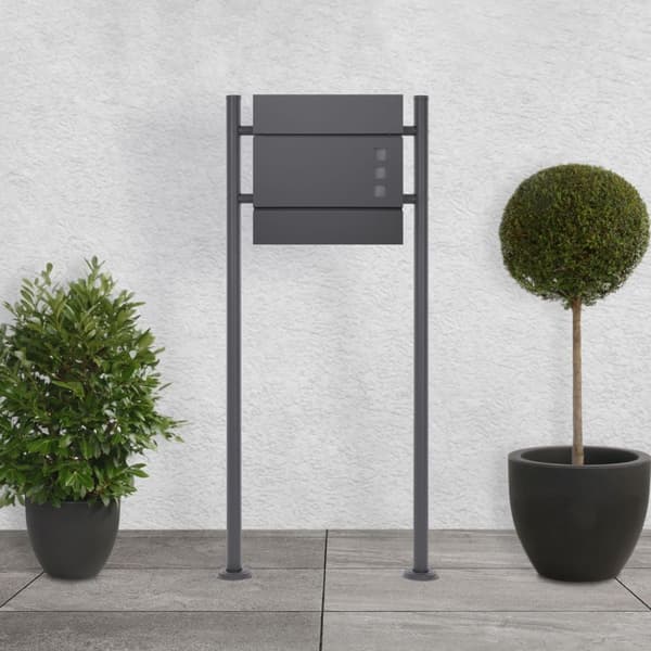 ML-Design postilaatikko jalusta valmistettu jauhemaalattu ruostumattomasta teräksestä valmistettu musta, korkeus 120 cm, pyöreä, irrotettu