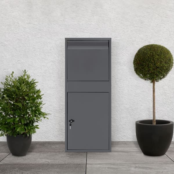 ML-Design Parcel Letterbox lavet af galvaniseret stål i antracit, 41x103x38 cm, fritliggende, låsbar, 2 nøgler, blodpladeboks Pakkeboks postkassepakke