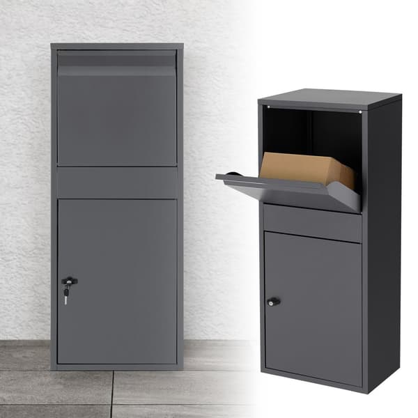 ML-Design Parcel Letterbox lavet af galvaniseret stål i antracit, 41x103x38 cm, fritliggende, låsbar, 2 nøgler, blodpladeboks Pakkeboks postkassepakke