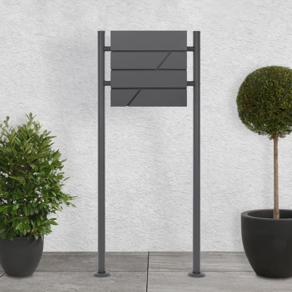 Kirjelaatikko sanomalehtiosastolla 37x11x37 cm antrasiitti/musta ruostumaton teräs sis. kirjelaatikkotelineen ML-Design