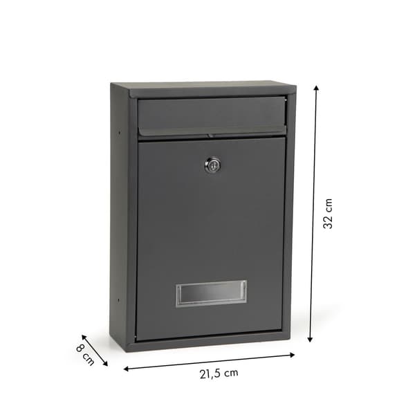 Postkasse med vindue 32 x 21,5 cm – Stål – Antracit