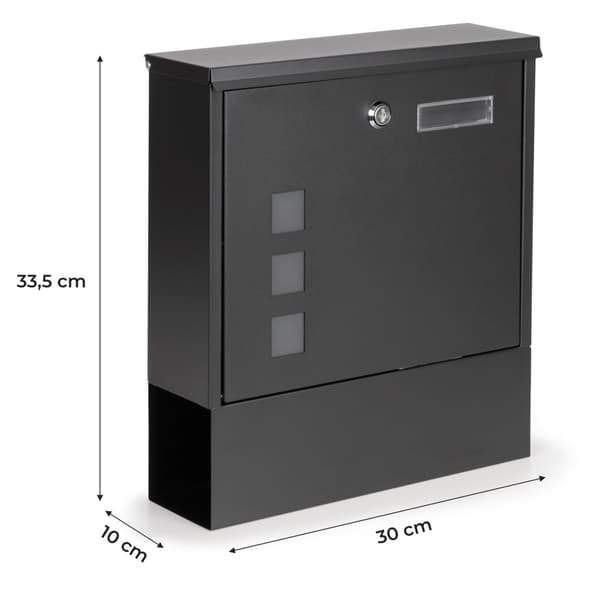 Brevlåda - med tidningsrulle - 30x10x33,5 cm - antracit