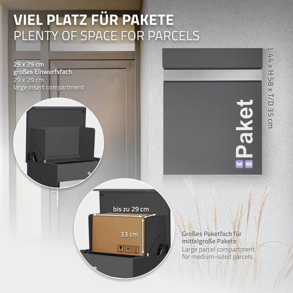 Paketbox 44x35x58 cm antracit/silver galvaniserat stål ML-Design