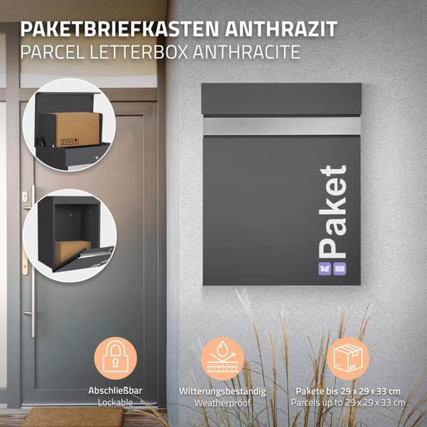Paketbox 44x35x58 cm antracit/silver galvaniserat stål ML-Design