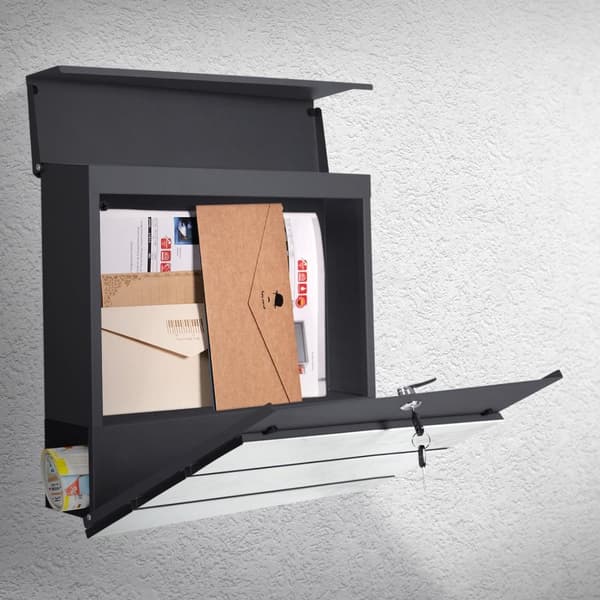 Brevkasse 37x36,5x11 cm antracit/hvid marmor look stål ML-Design