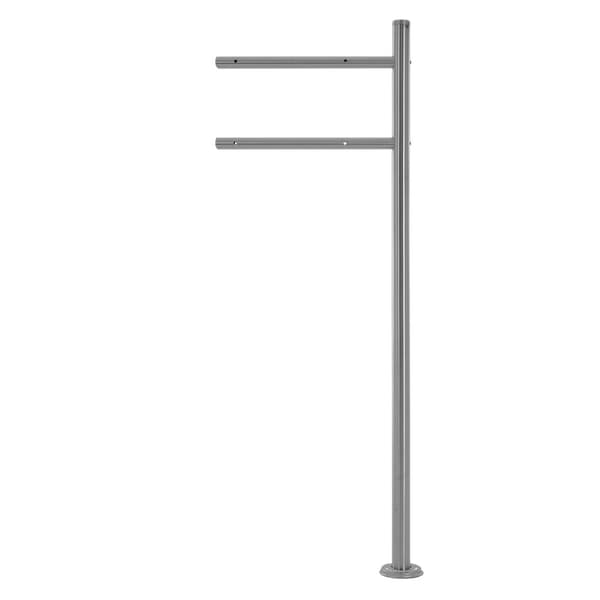 ECD Germany Stående brevlåda med tidningsfack; designbrevlåda med stolpe; brevlådanläggning; brevlådestativ Silver 120 cm rostfritt stål; postlåda