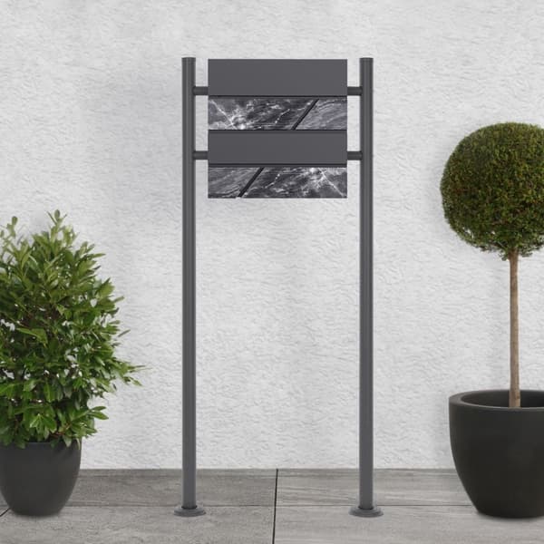 ECD Germany Stående brevlåda med tidningsfack; designbrevlåda med stolpe; brevlådanläggning; brevlådestativ antracit 120cm pulverlackerad rostfritt