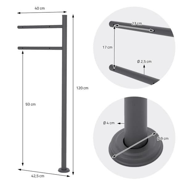 ML-Design Postilaatikkoteline pulverimaalattu ruostumaton teräs; antrasiitti; kokonaiskorkeus 120 cm; pyöreä; itsenäinen; postilaatikon pylväs