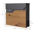 Pikkukuva 6 / 7: ML-Design Postilaatikko Antrasiitti-puukuviolla; pulverimaalattu ruostumaton teräs; 37x37cm; postilaatikko sanomalehtitelineellä; lukittava 2