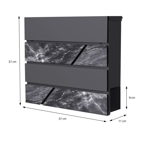 Brevkasse med stativ 37x36,5x11 cm antracit/marmor-look stål ML design