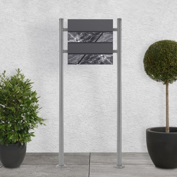 Brevkasse med stativ 37x36,5x11 cm antracit/marmor-look stål ML design