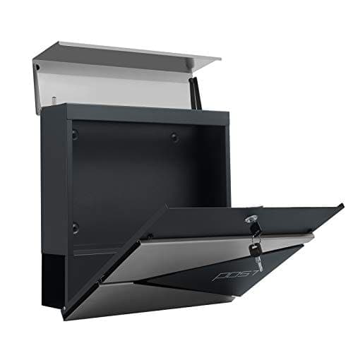 Songmics Modern Mailbox, låsbar väggmonterad postbrev Grey och Silver