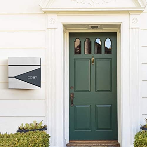 Songmics Modern Mailbox, låsbar väggmonterad postbrev Grey och Silver