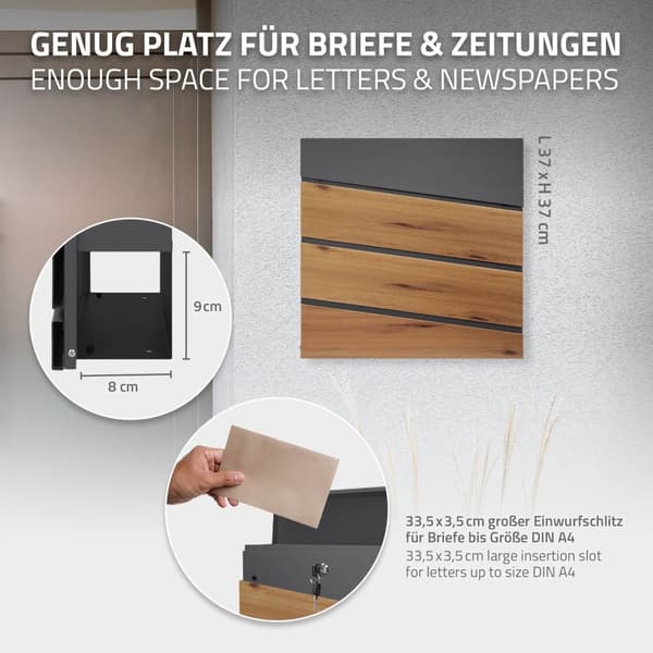 ECD Germany seisova postilaatikko lehtitelineellä; muotoiltu postilaatikko tolpan kanssa; postilaatikkoryhmä; pulverimaalattu 120 cm