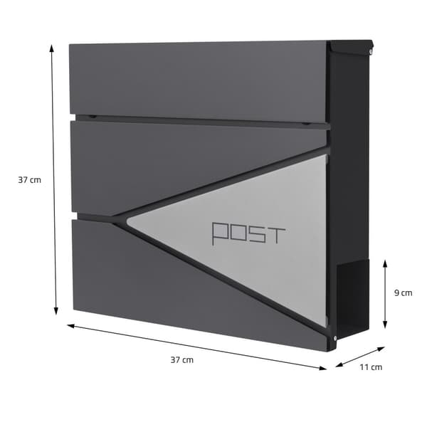 Postbox på piedestal med tidningsfack 37x37x11 cm antracit/silver av rostfritt stål ML-Design