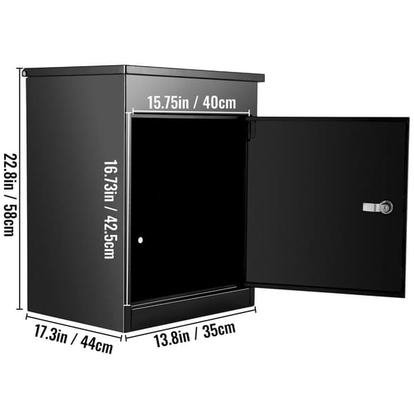 44x35x58cm väggmonterad/fristående låsbar paketleverans låda med 42,5x40cm dörr för medelstora paket, säker, lättinstallerad