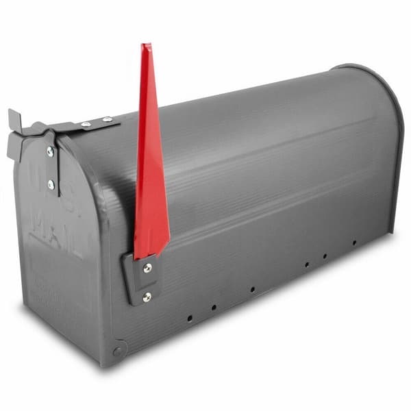 Suuri amerikkalaistyylinen postilaatikko telineessä