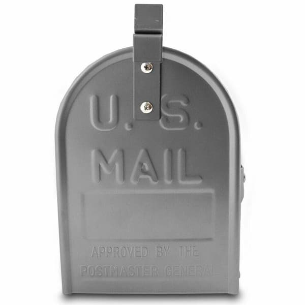Suuri amerikkalaistyylinen postilaatikko telineessä