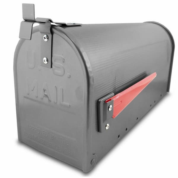 Suuri amerikkalaistyylinen postilaatikko telineessä
