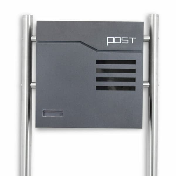Postl?da i rostfritt st?l p? stativ Frist?ende, modernt rostfritt st?l