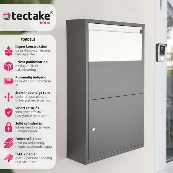 Pakke postkasse Fortress med sikkerhedsklap 44 x 22 x 82 cm - anthrazit