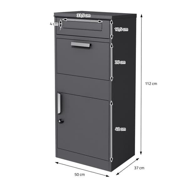 Pakkepostkasse 50x112x37 cm antracit galvaniseret stål ML design