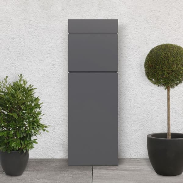 Vapaasti seisova kirjelaatikko DIN A4 asti 115 cm korkea antrasiitti ruostumaton teräs ML design