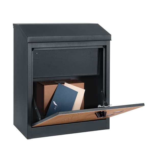 Pakkepostkasse - 43x24x52 cm - metal - antracit, trælook
