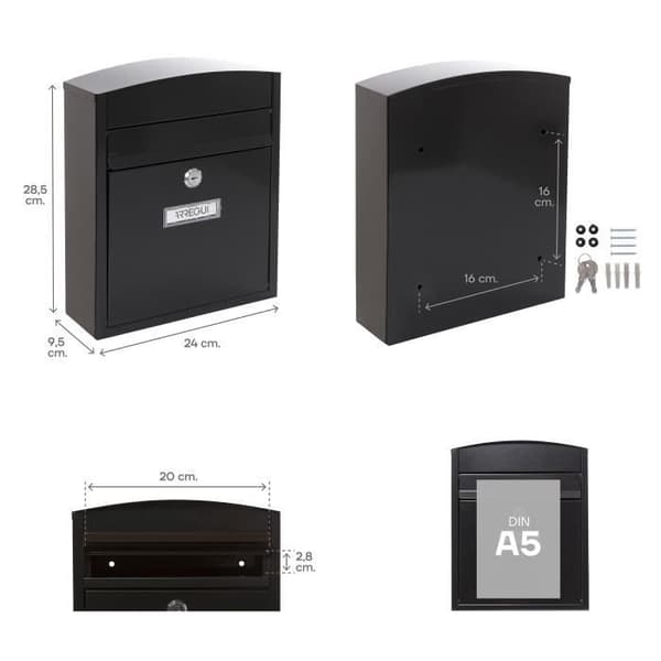 ARREGUI Compact E5734 stålpostlåda, utomhuspostlåda, väggmonterad postlåda, regntät