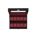 Pikkukuva 1 / 5: Rootz Watch Box - Musta PU-kansi - Viininpunainen samettivuori - MDF-materiaali - Lasikansi - 20,2 cm x 25,5 cm x 7,8 cm - 0,9 kg