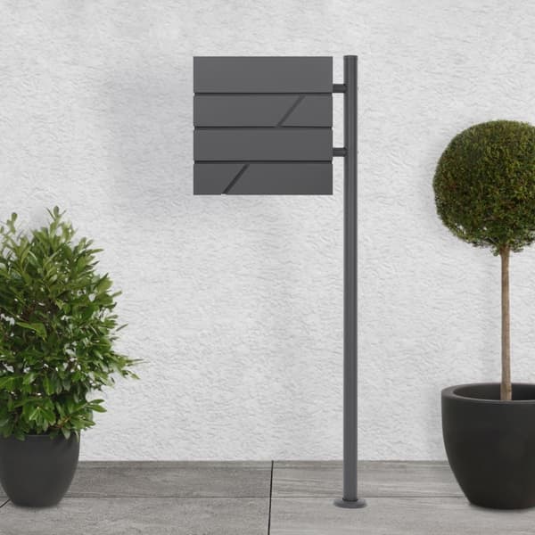 Brevlåda 37x36,5x11 cm antracit/svart marmorlook stål ML design