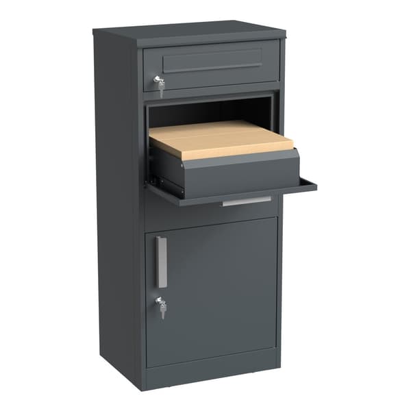 AXI Levi Metall Paketbrevlåda Antracit | Paketbox för flera paket | Brevlåda med lås | 50,6 x 38,3 x 112 cm