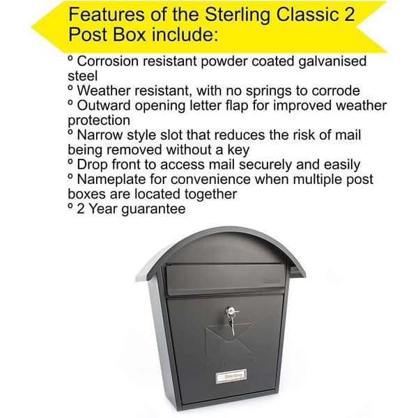 Sterling MB06 Classic 2 Mailbox Svart - MB06BK