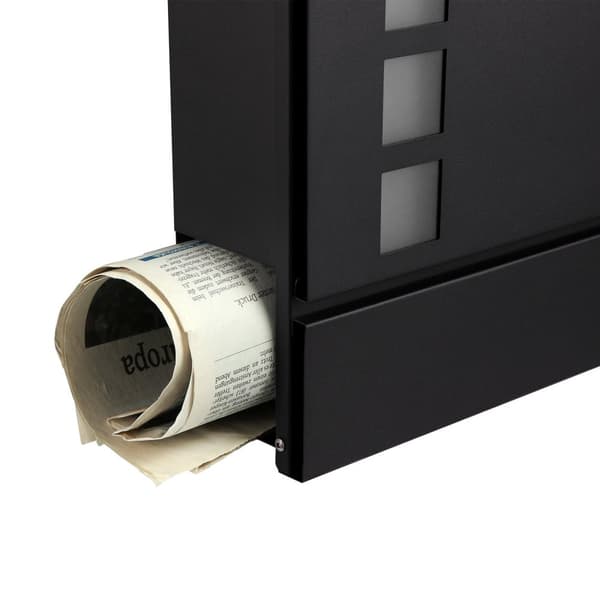 Mailbox - Modern Wall Letterbox - Med tidningsutrymme - Låsbar - svart