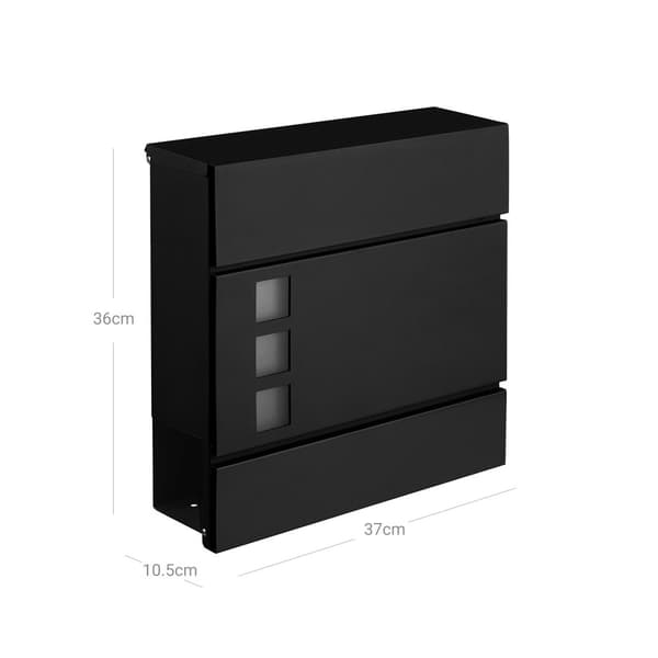 Mailbox - Modern Wall Letterbox - Med tidningsutrymme - Låsbar - svart